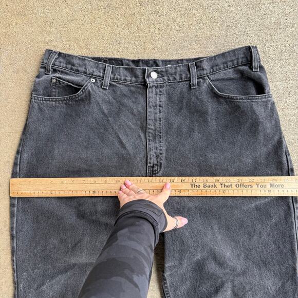 Vintage 90s Levi's 560 Black Jeans 40x30 Orange Tab Loose Fit Tapered Leg - Picture 8 of 12